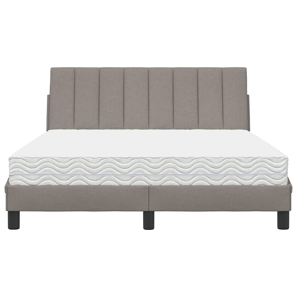 vidaXL Łóżko z materacem, Hanko, taupe, 140x190 cm, obite tkaniną