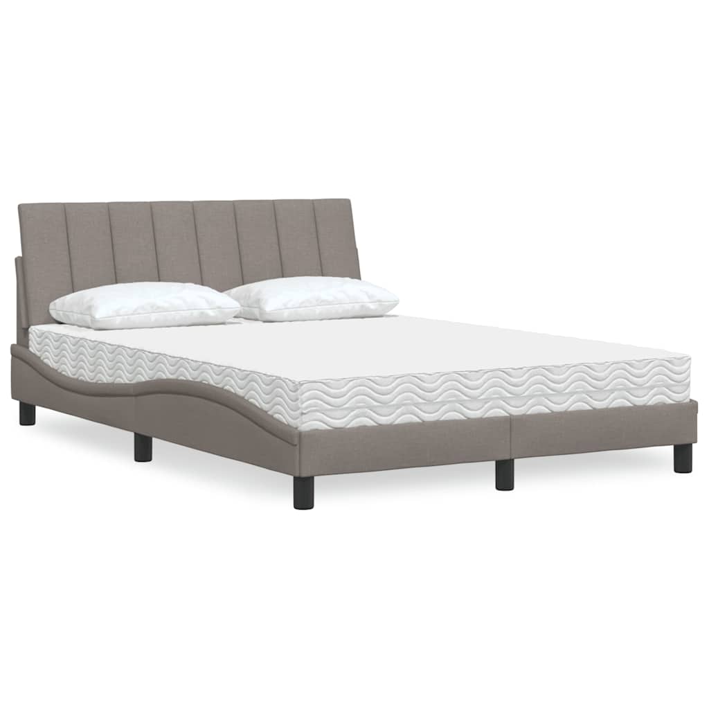 vidaXL Łóżko z materacem, Hanko, taupe, 140x190 cm, obite tkaniną