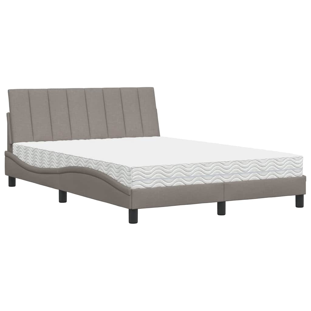 vidaXL Łóżko z materacem, Hanko, taupe, 140x200 cm, obite tkaniną