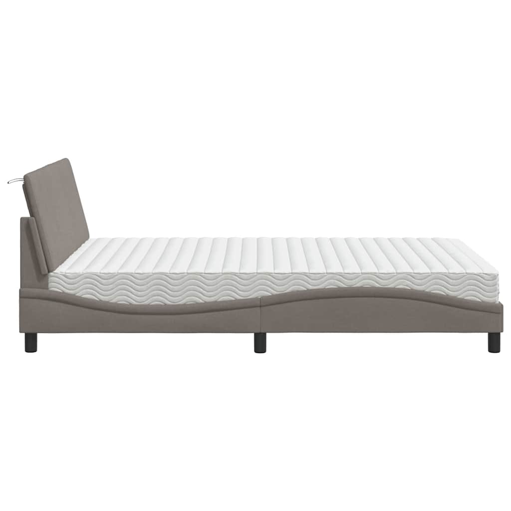 vidaXL Łóżko z materacem, Hanko, taupe, 140x200 cm, obite tkaniną
