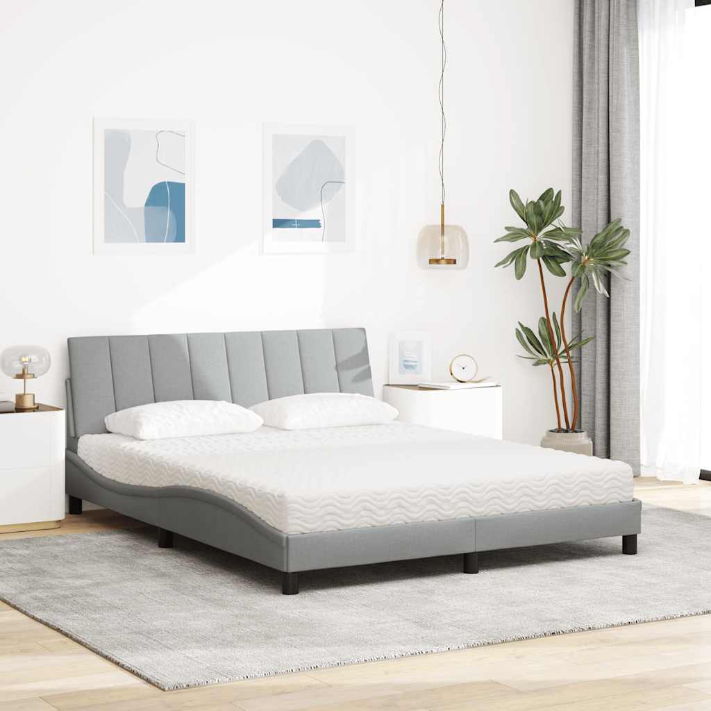 vidaXL Łóżko z materacem, Hanko, jasnoszare, 160x200 cm, tkanina