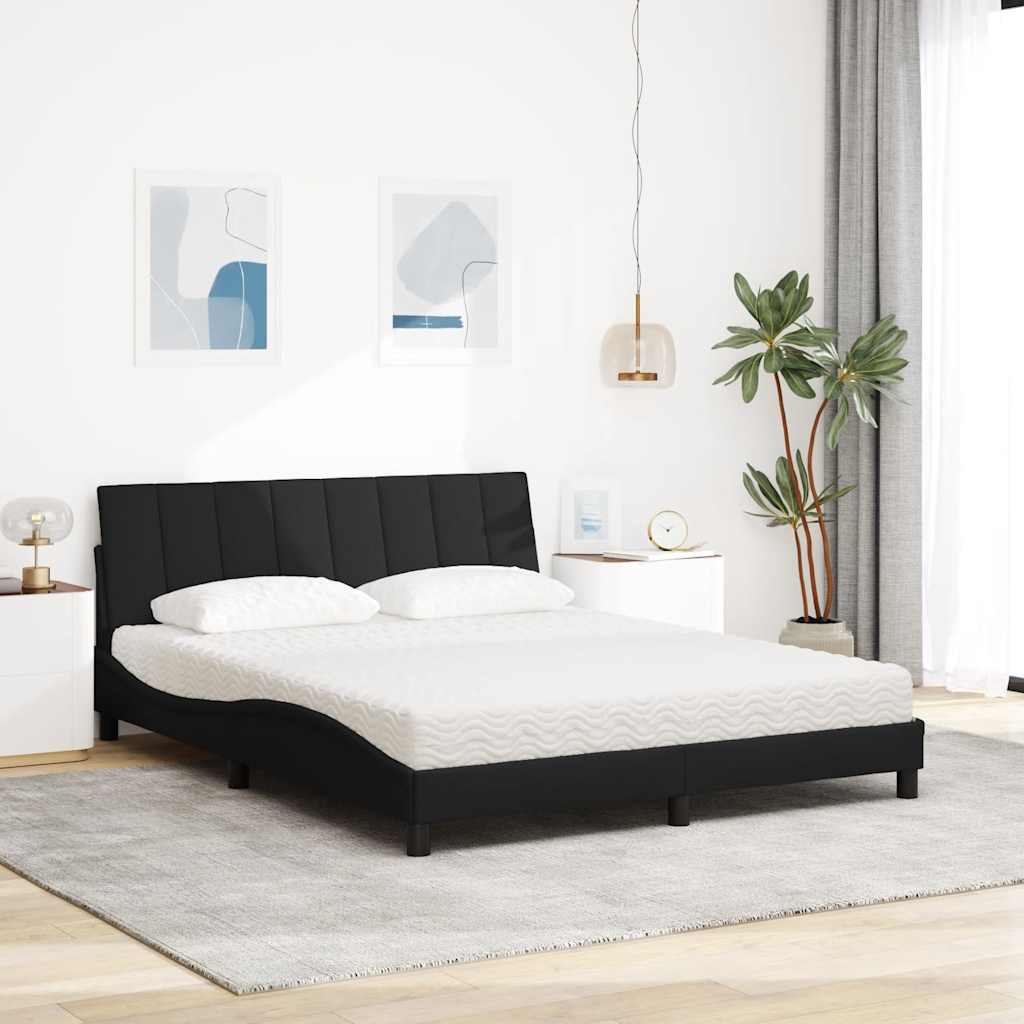 vidaXL Łóżko z materacem, Hanko, czarne, 160x200 cm, tkanina