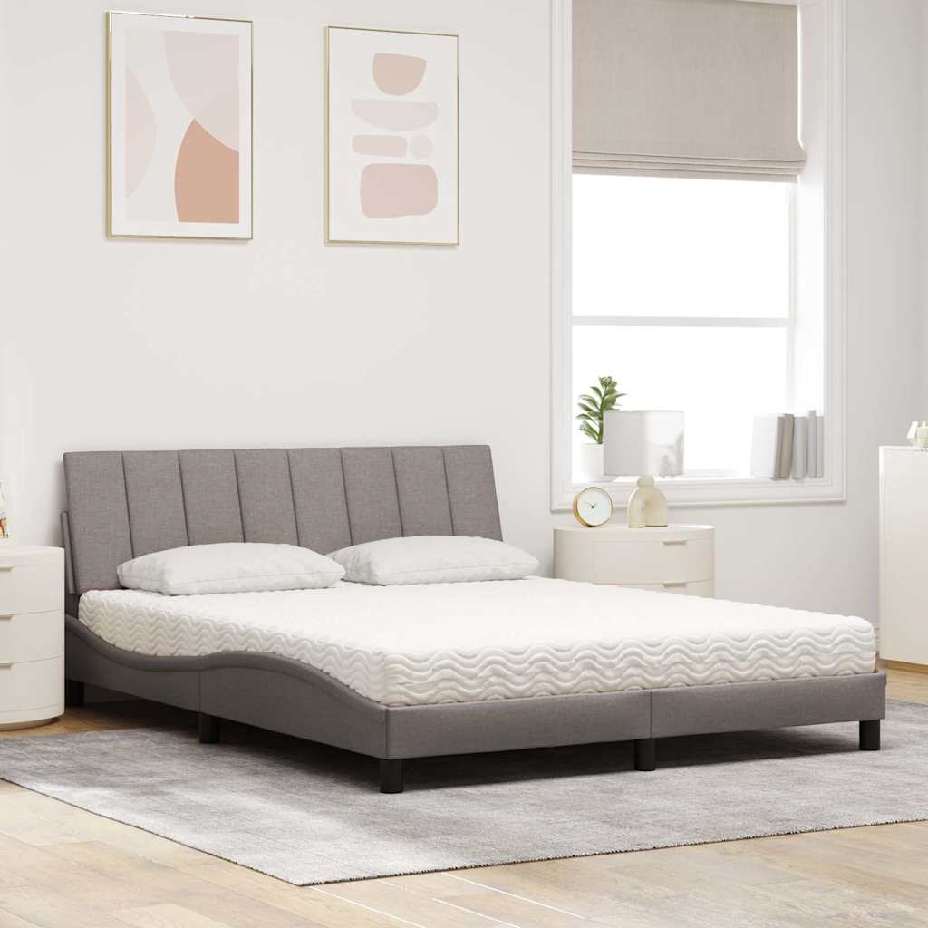 vidaXL Łóżko z materacem, Hanko, taupe, 160x200 cm, tkanina