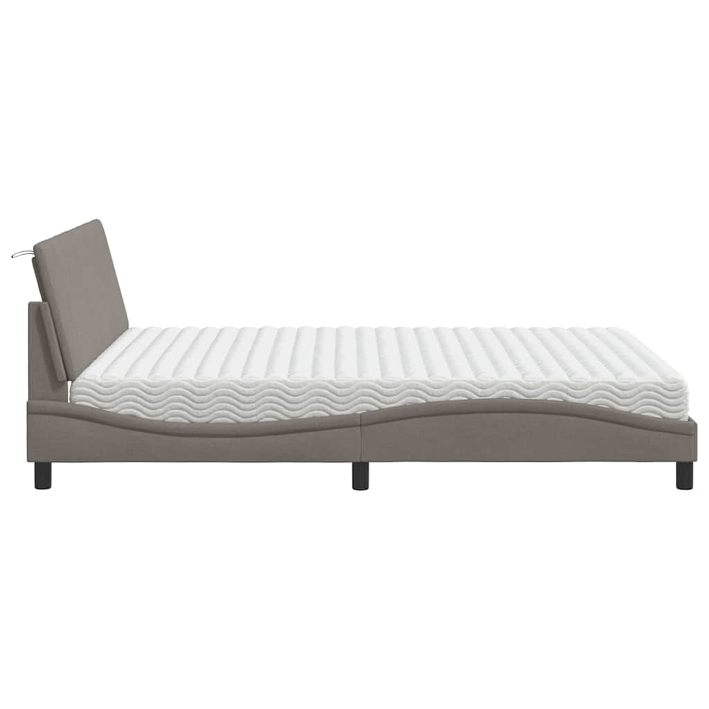 vidaXL Łóżko z materacem, Hanko, taupe, 160x200 cm, tkanina