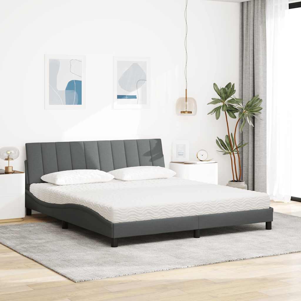 vidaXL Łóżko z materacem, Hanko, ciemnoszare 180x200 cm, tkanina