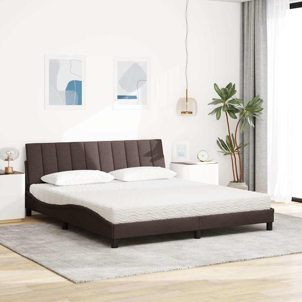 vidaXL Łóżko z materacem, Hanko, ciemnobrązowe, 180x200 cm, tkanina