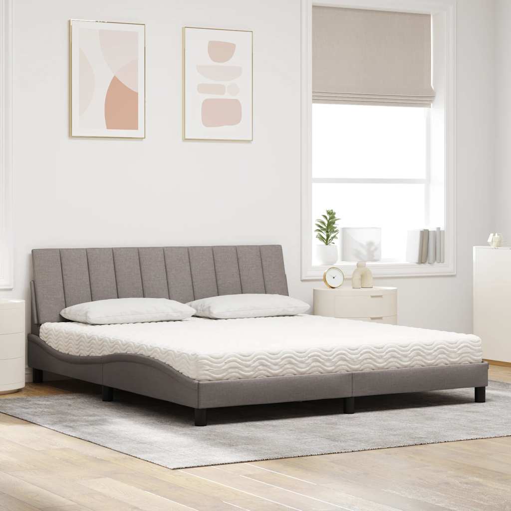 vidaXL Łóżko z materacem, Hanko, taupe, 180x200 cm, tkanina