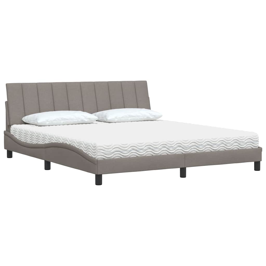 vidaXL Łóżko z materacem, Hanko, taupe, 180x200 cm, tkanina
