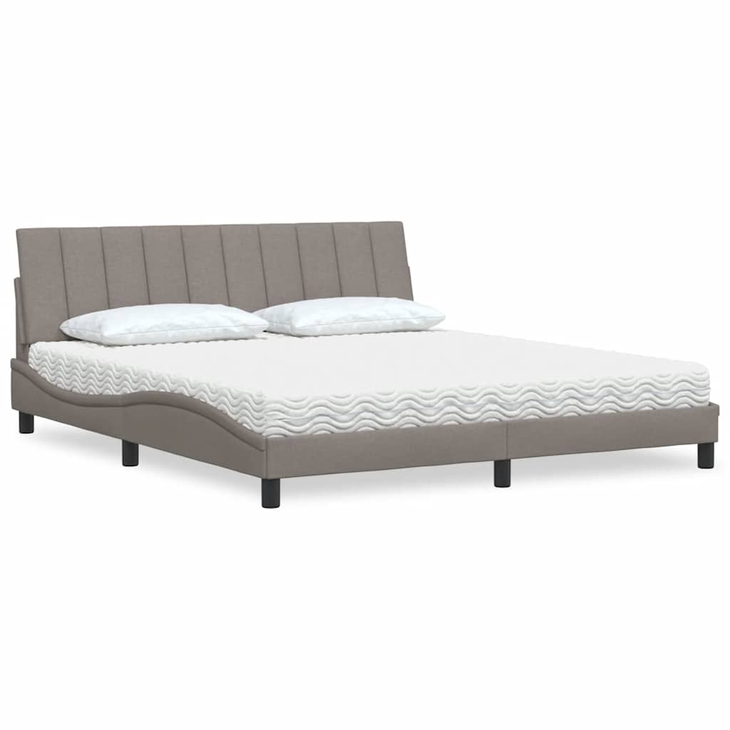 vidaXL Łóżko z materacem, Hanko, taupe, 180x200 cm, tkanina