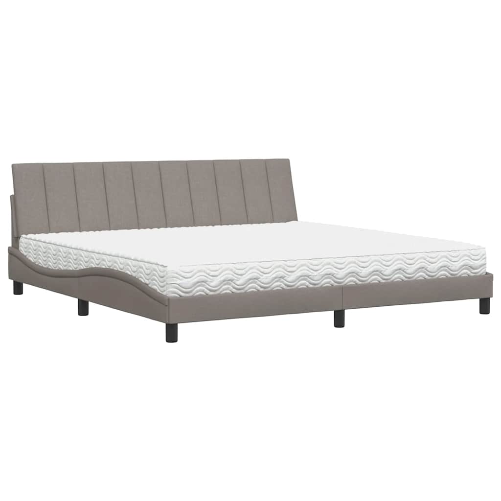 vidaXL Łóżko z materacem, Hanko, taupe, 200x200 cm, obite tkaniną