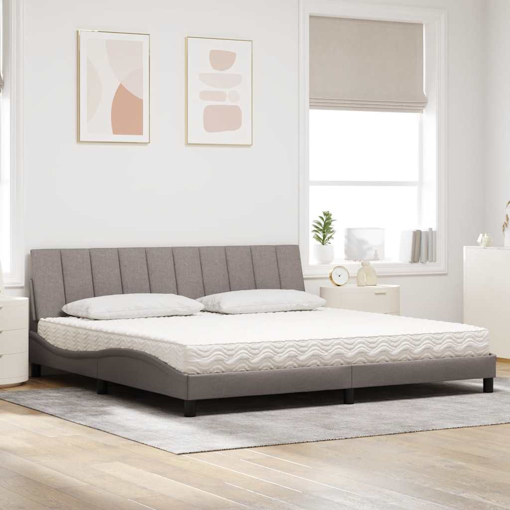 vidaXL Łóżko z materacem, Hanko, taupe, 200x200 cm, obite tkaniną