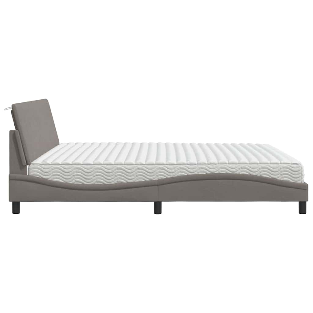 vidaXL Łóżko z materacem, Hanko, taupe, 200x200 cm, obite tkaniną