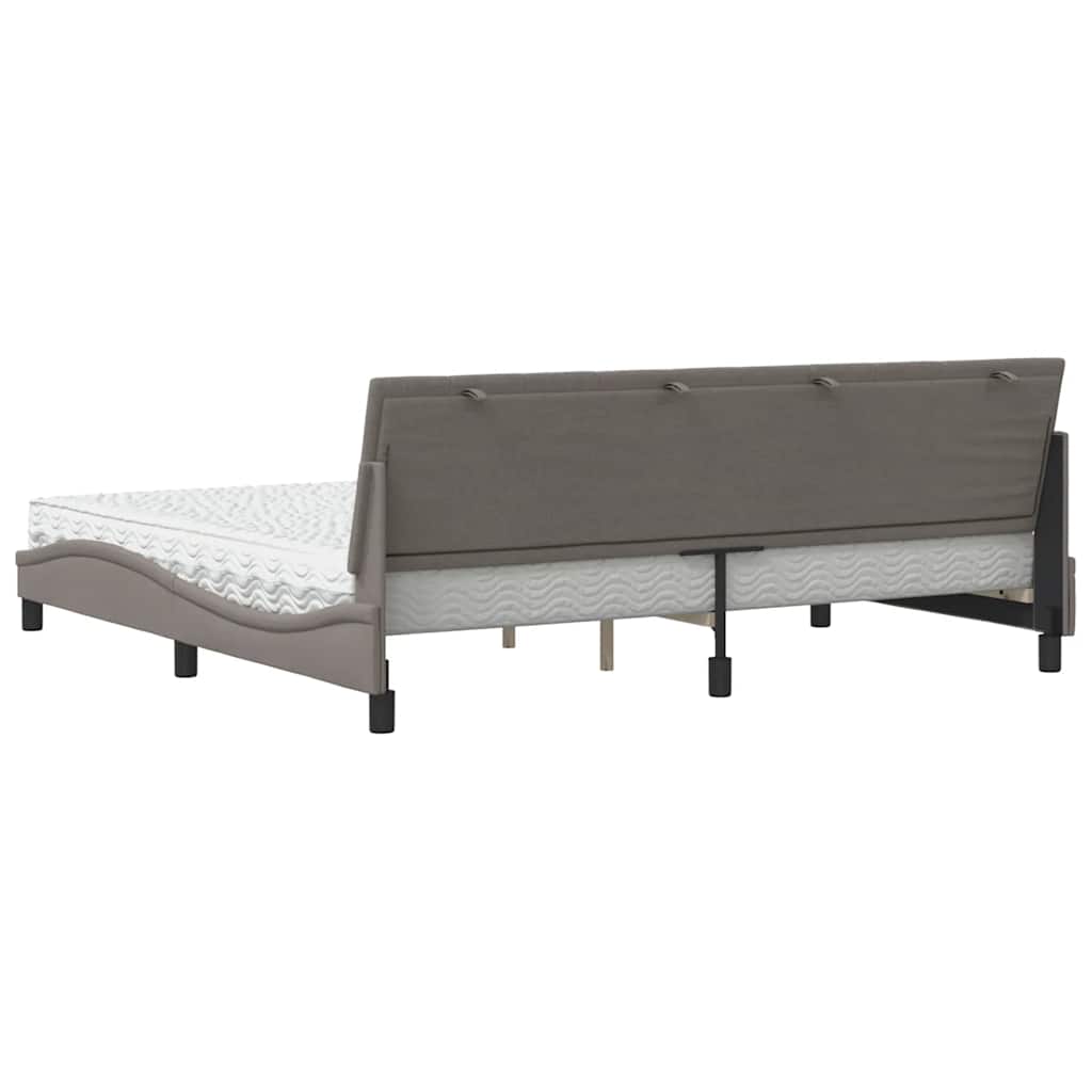 vidaXL Łóżko z materacem, Hanko, taupe, 200x200 cm, obite tkaniną