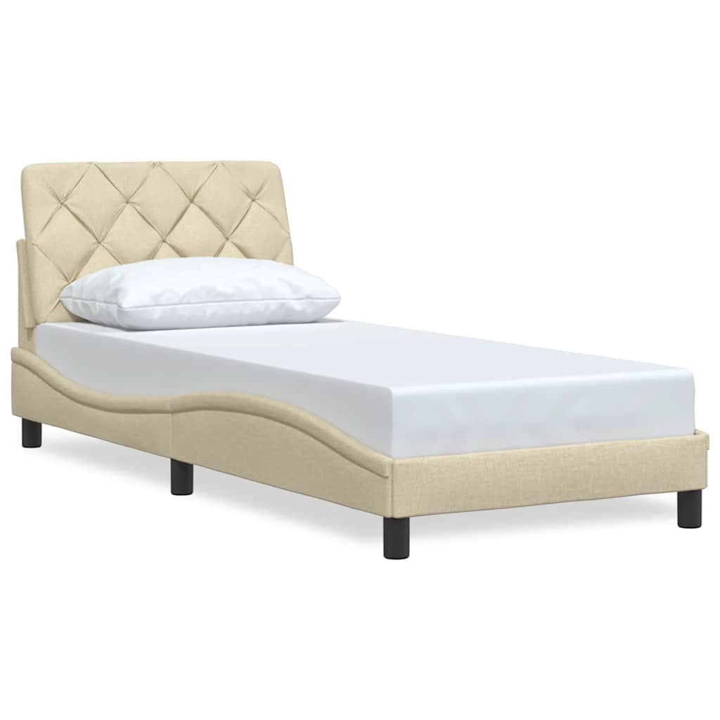 vidaXL Rama łóżka bez materaca Kremowa 90x190 cm Tkanina