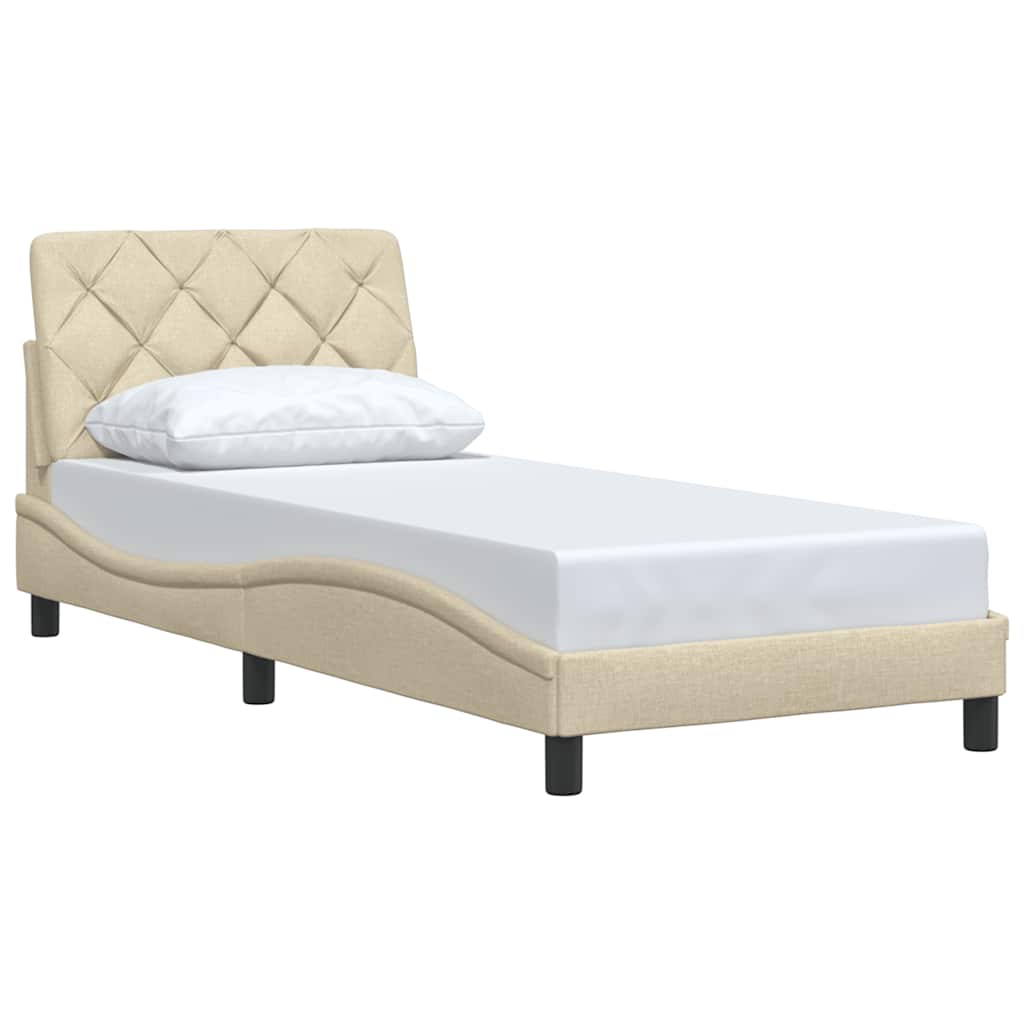 vidaXL Rama łóżka bez materaca Kremowa 90x190 cm Tkanina