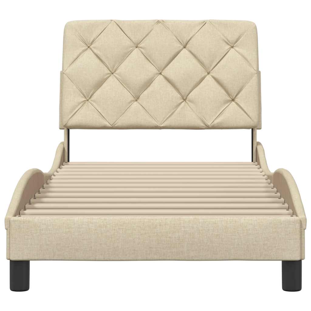 vidaXL Rama łóżka bez materaca Kremowa 90x190 cm Tkanina