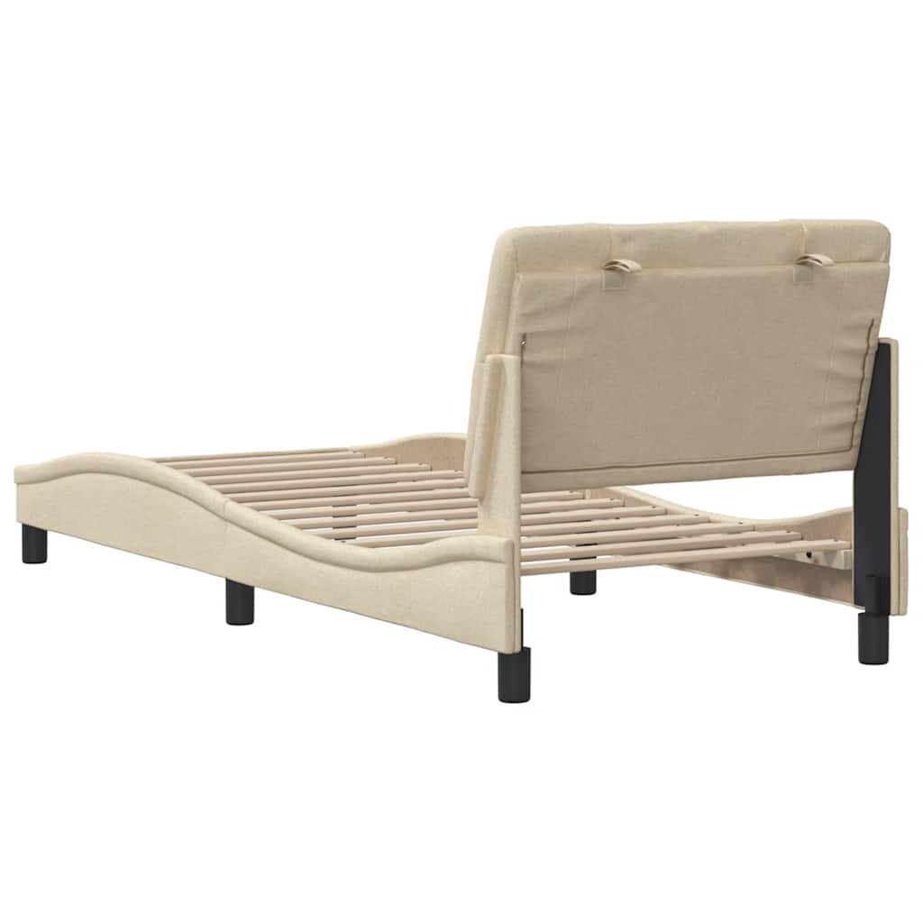 vidaXL Rama łóżka bez materaca Kremowa 90x190 cm Tkanina