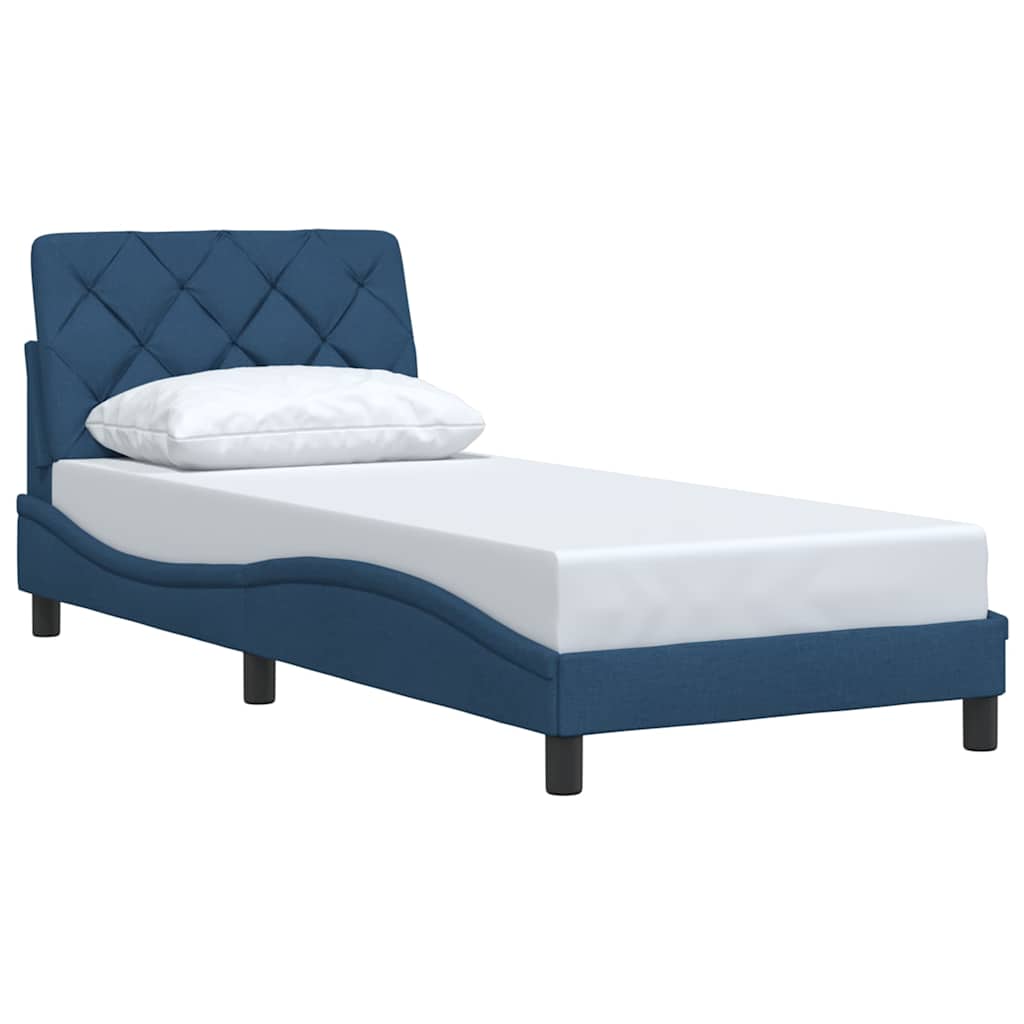 vidaXL Rama łóżka bez materaca Niebieska 90x190 cm Tkanina