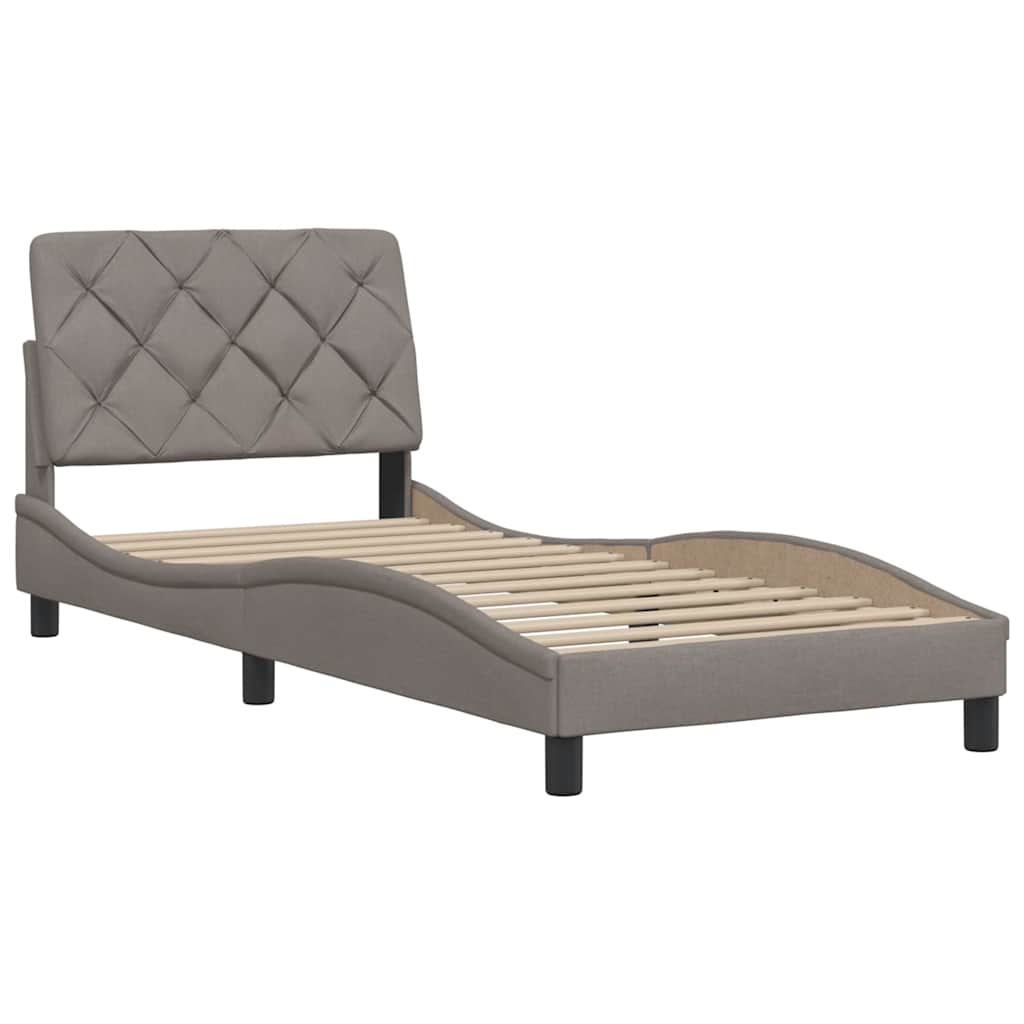 vidaXL Rama łóżka bez materaca Taupe 90x200 cm Tkanina