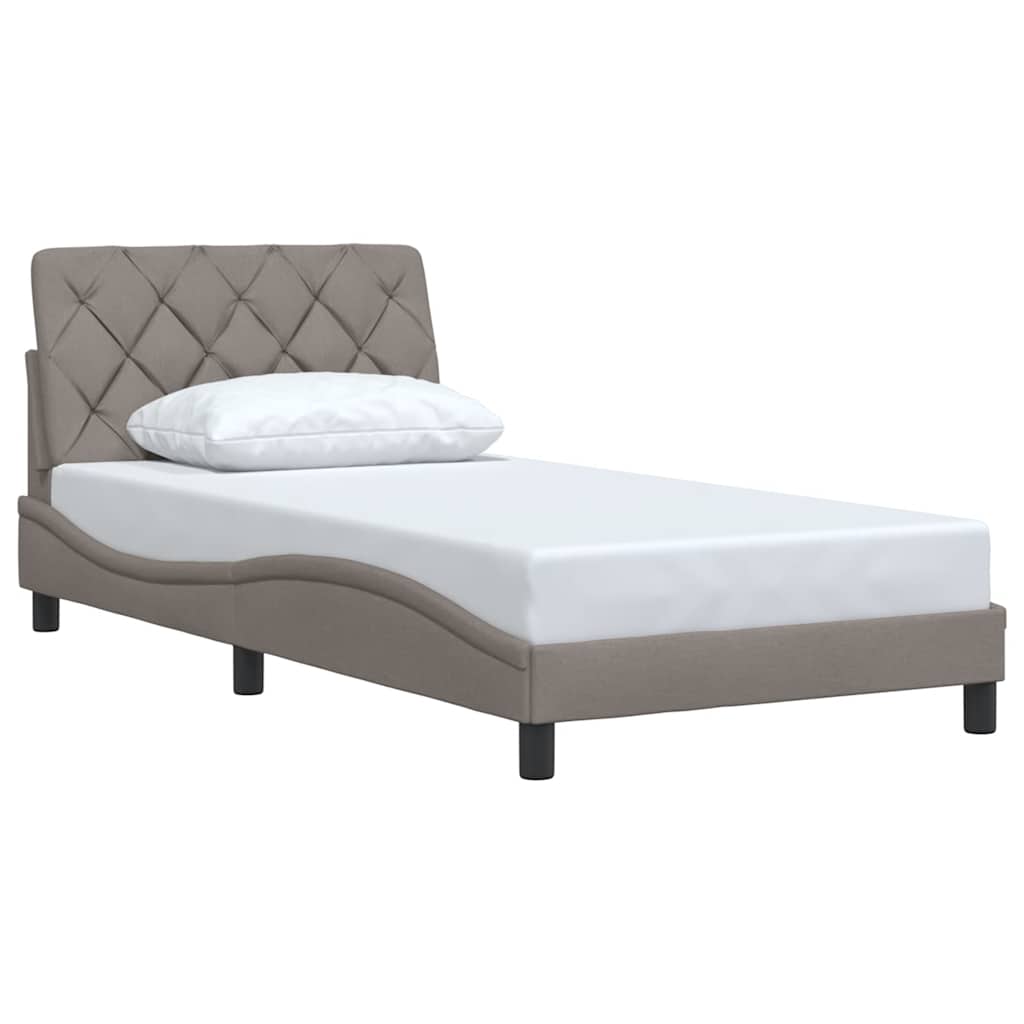 vidaXL Rama łóżka bez materaca, taupe, 100x200 cm, obita tkaniną