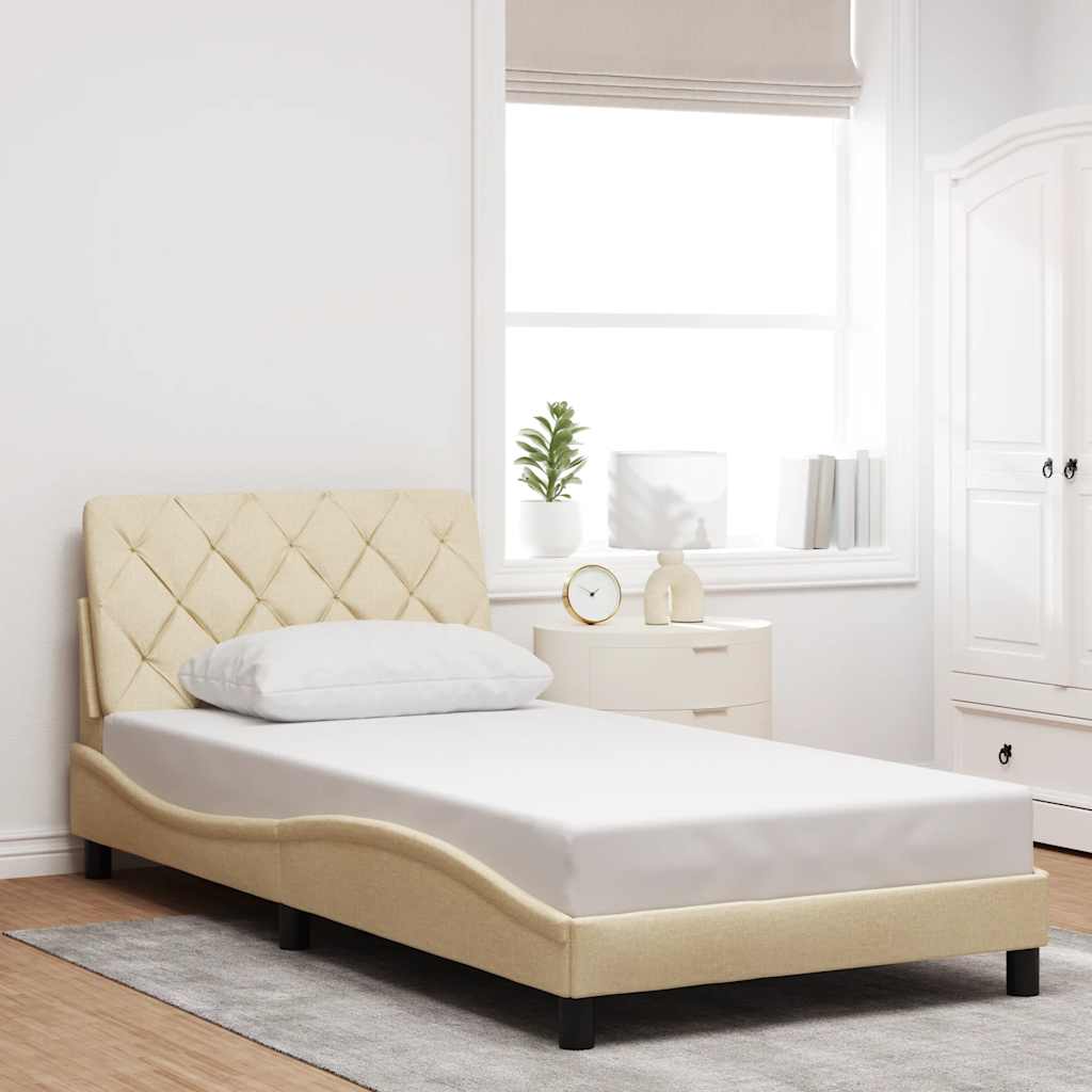 vidaXL Rama łóżka bez materaca, kremowe, 100x200 cm, obita tkaniną
