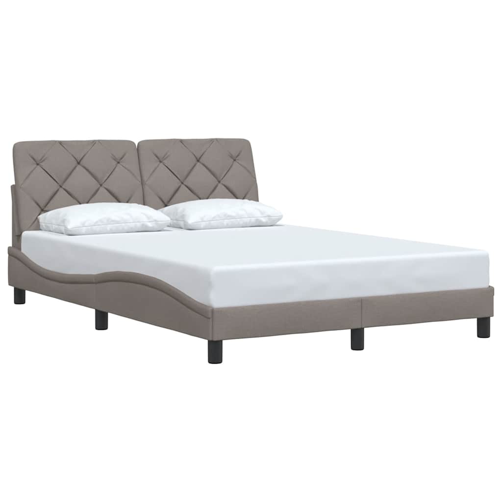 vidaXL Rama łóżka bez materaca, taupe, 140x190 cm, obita tkaniną