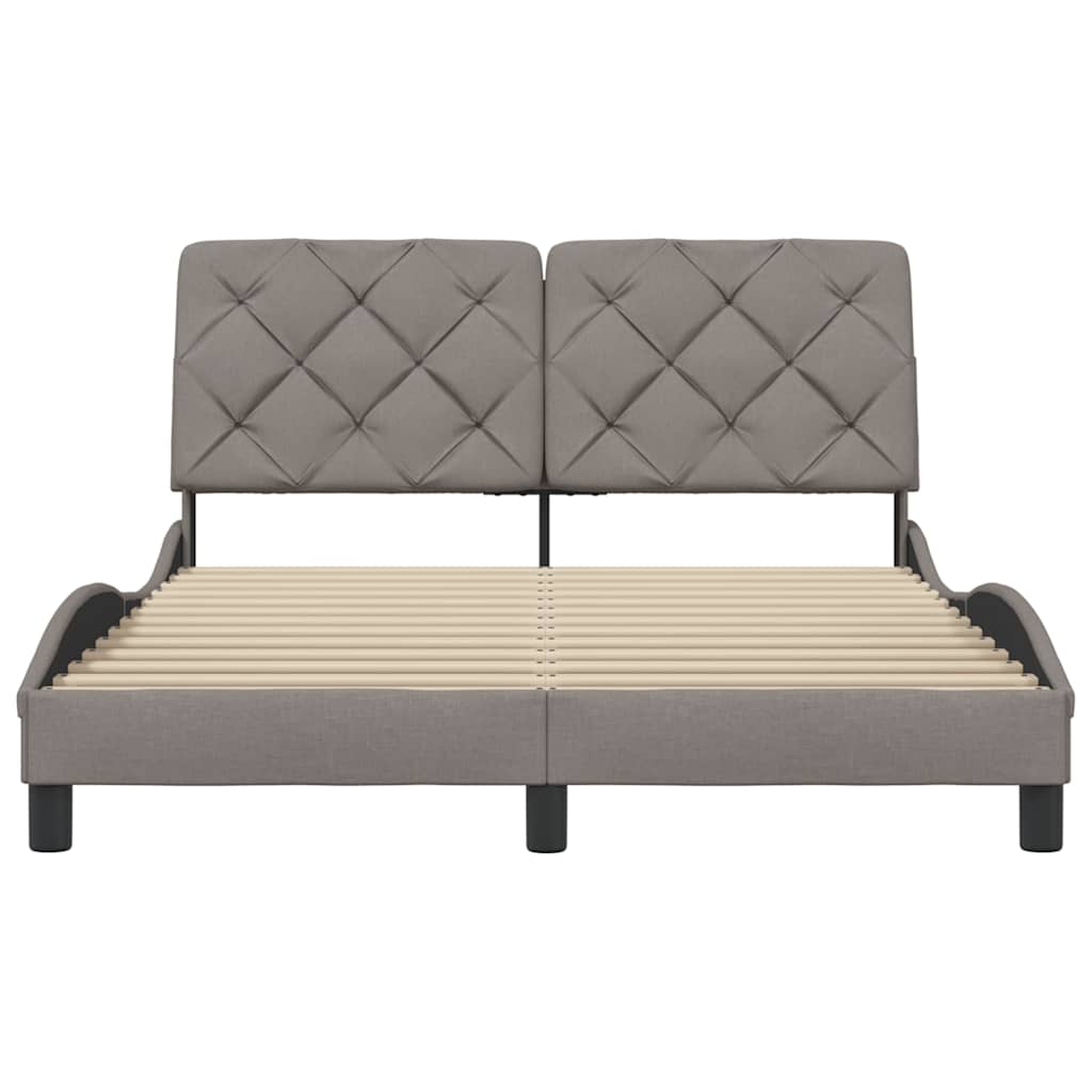 vidaXL Rama łóżka bez materaca, taupe, 140x190 cm, obita tkaniną
