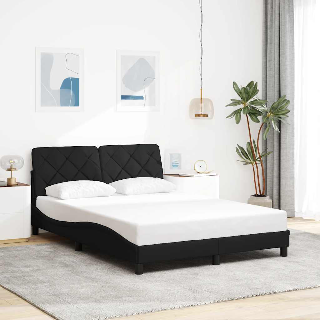 vidaXL Rama łóżka bez materaca, czarna, 140x200 cm, obita tkaniną