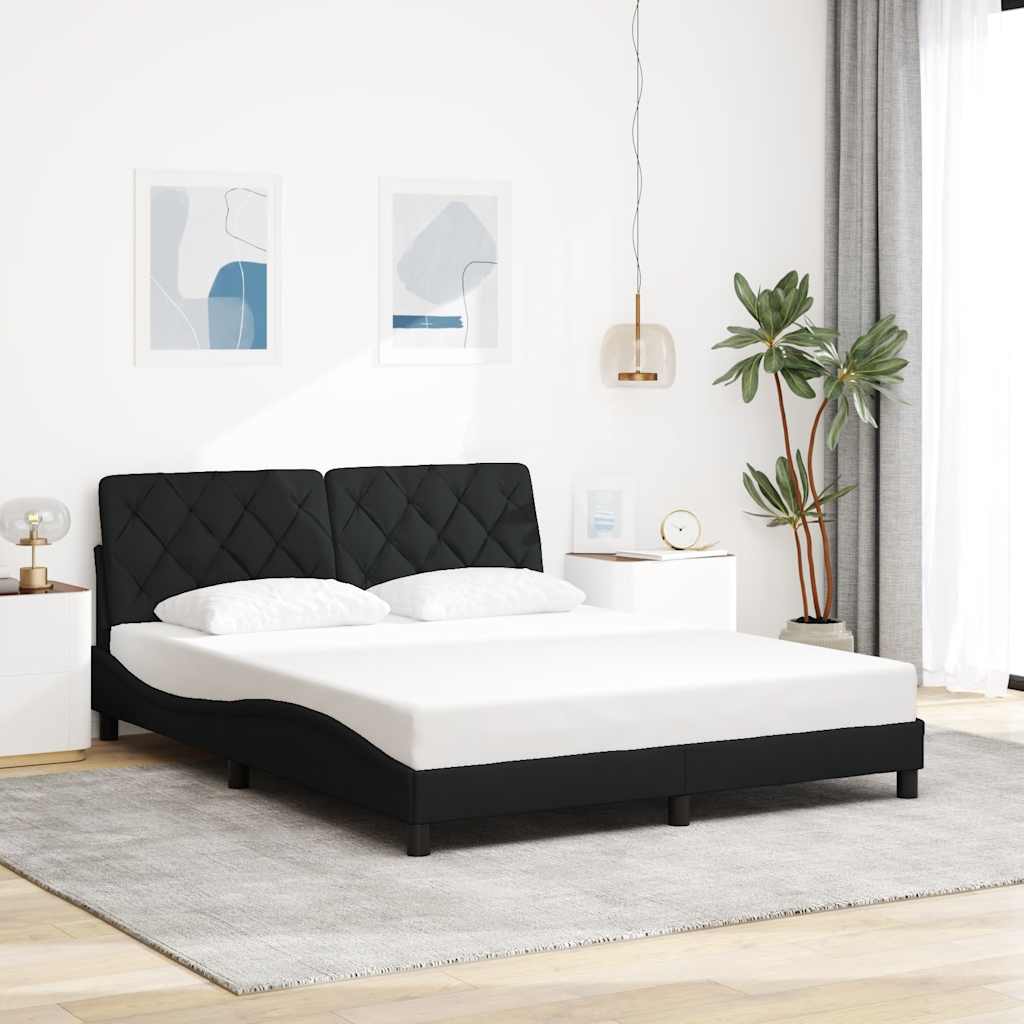 vidaXL Rama łóżka bez materaca, czarna, 160x200 cm, obita tkaniną