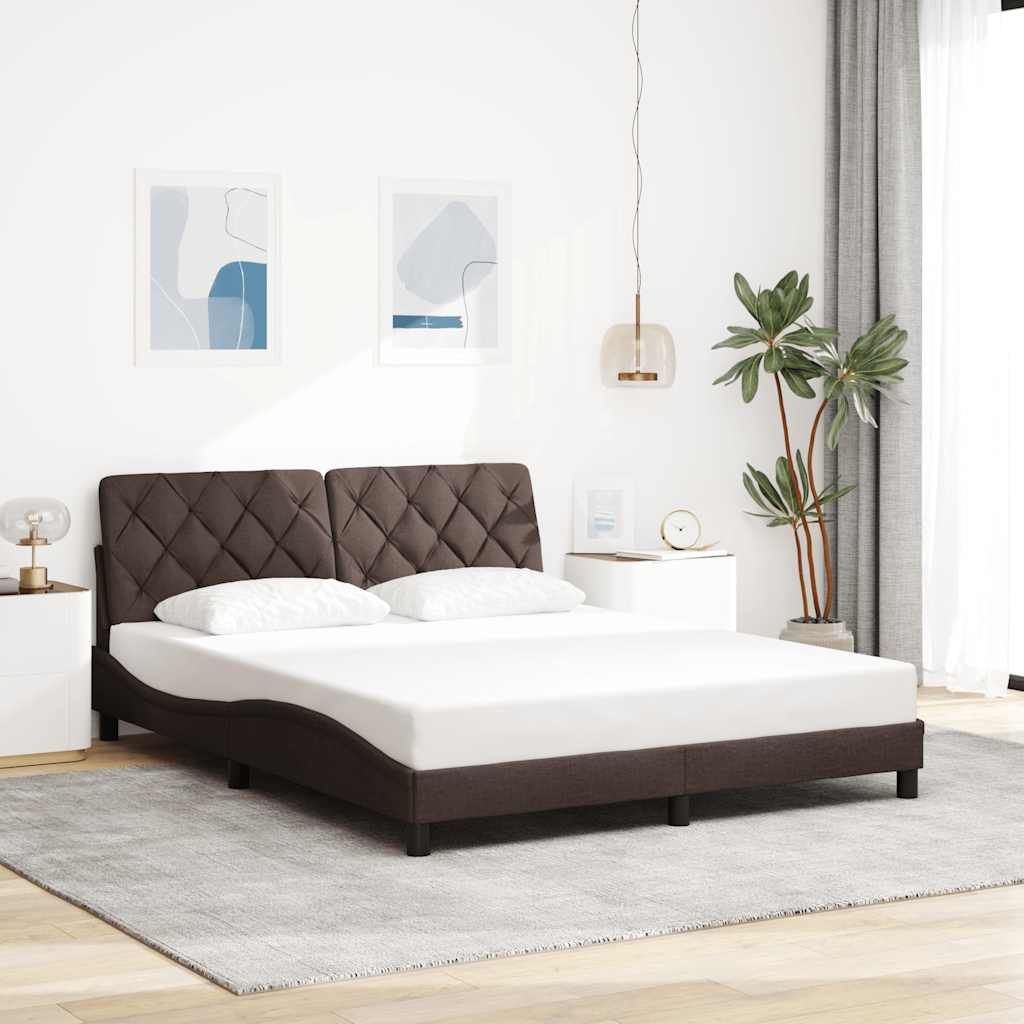 vidaXL Rama łóżka bez materaca, ciemnobrązowa, 160x200 cm, tkanina