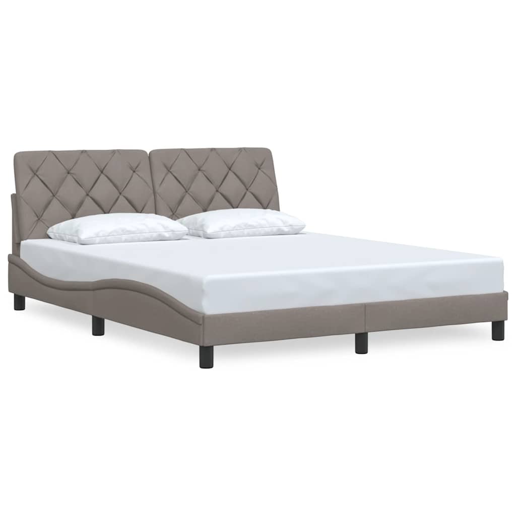 vidaXL Rama łóżka bez materaca, taupe, 160x200 cm, obita tkaniną
