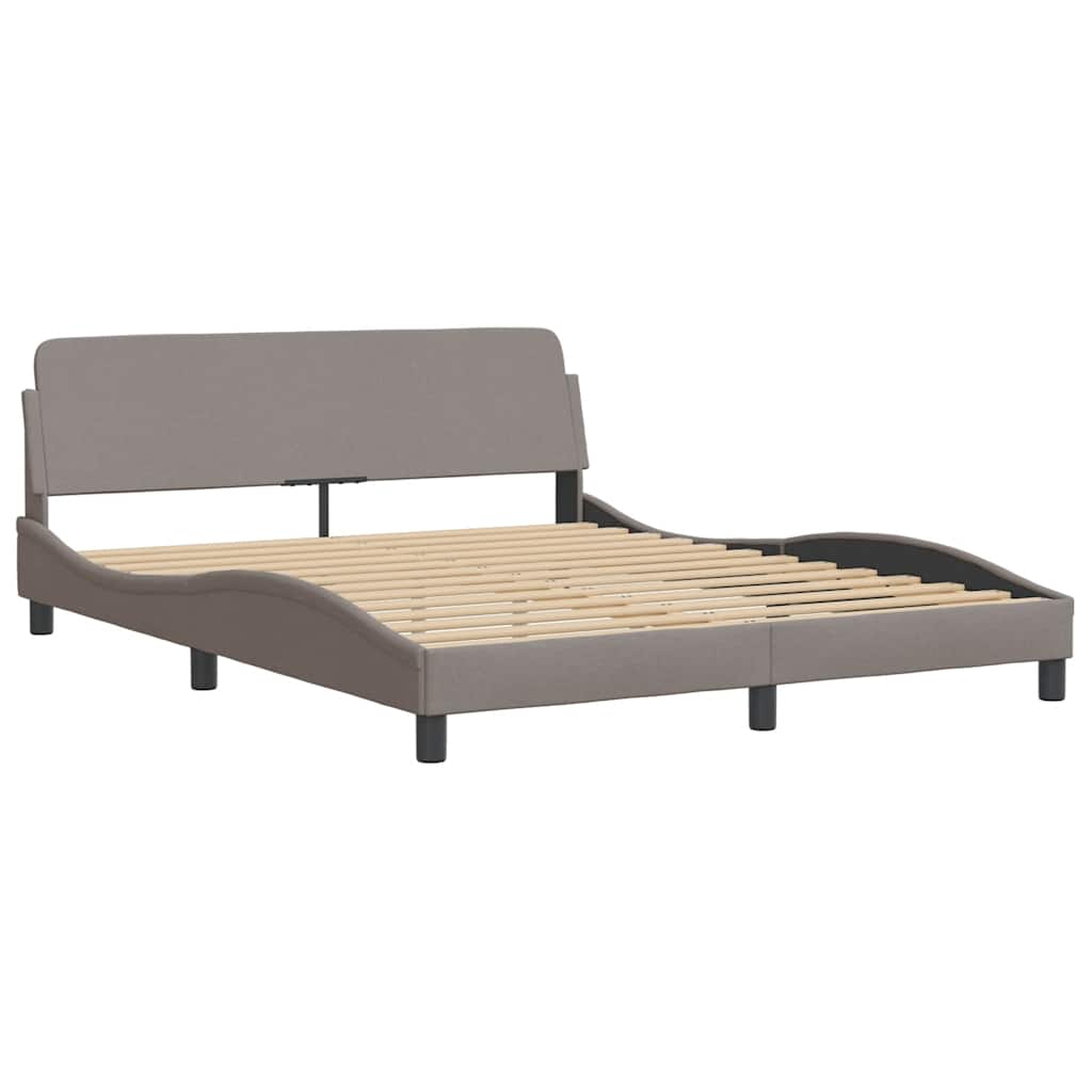 vidaXL Rama łóżka bez materaca, taupe, 160x200 cm, obita tkaniną