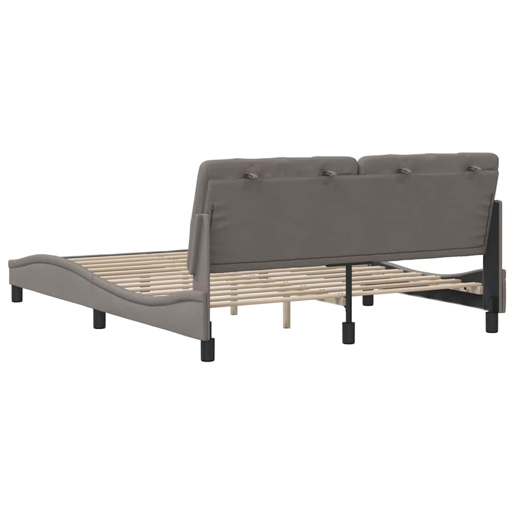 vidaXL Rama łóżka bez materaca, taupe, 160x200 cm, obita tkaniną