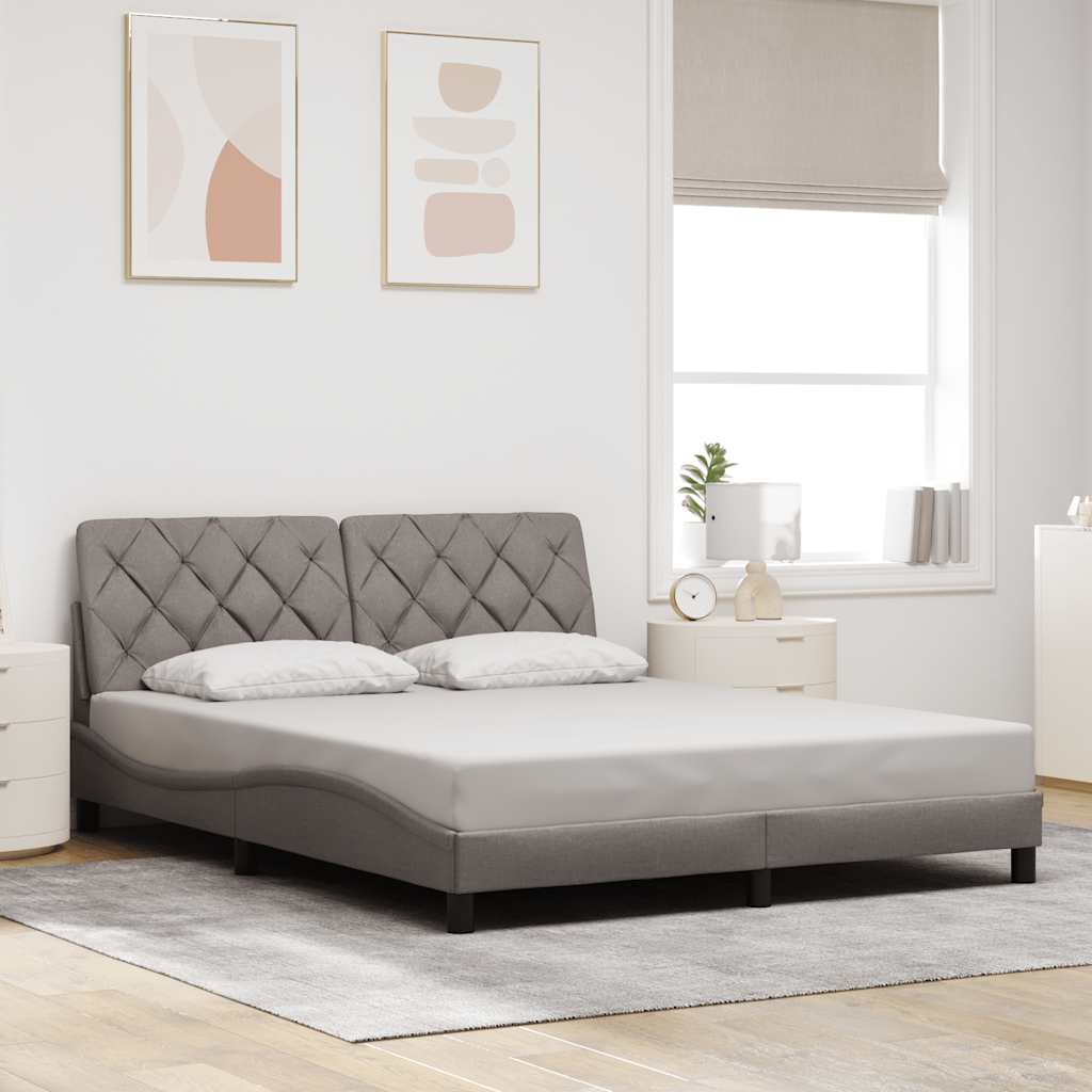 vidaXL Rama łóżka bez materaca, taupe, 160x200 cm, obita tkaniną