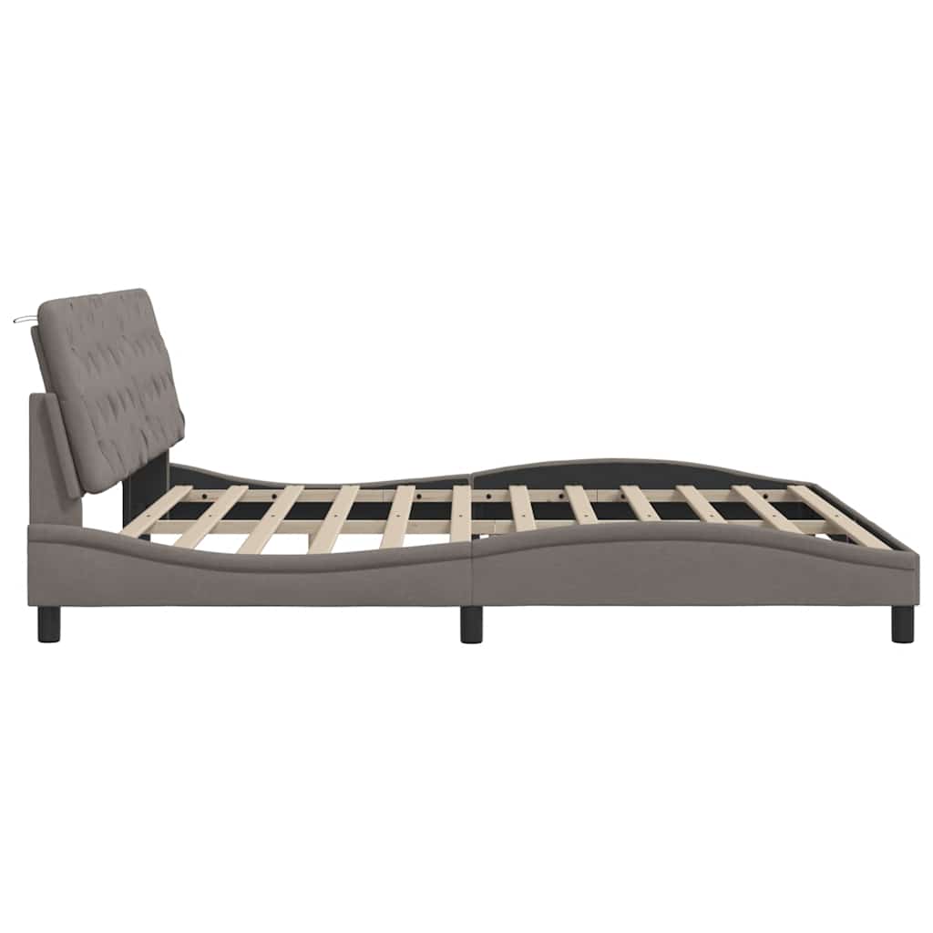 vidaXL Rama łóżka bez materaca, taupe, 200x200 cm, obita tkaniną
