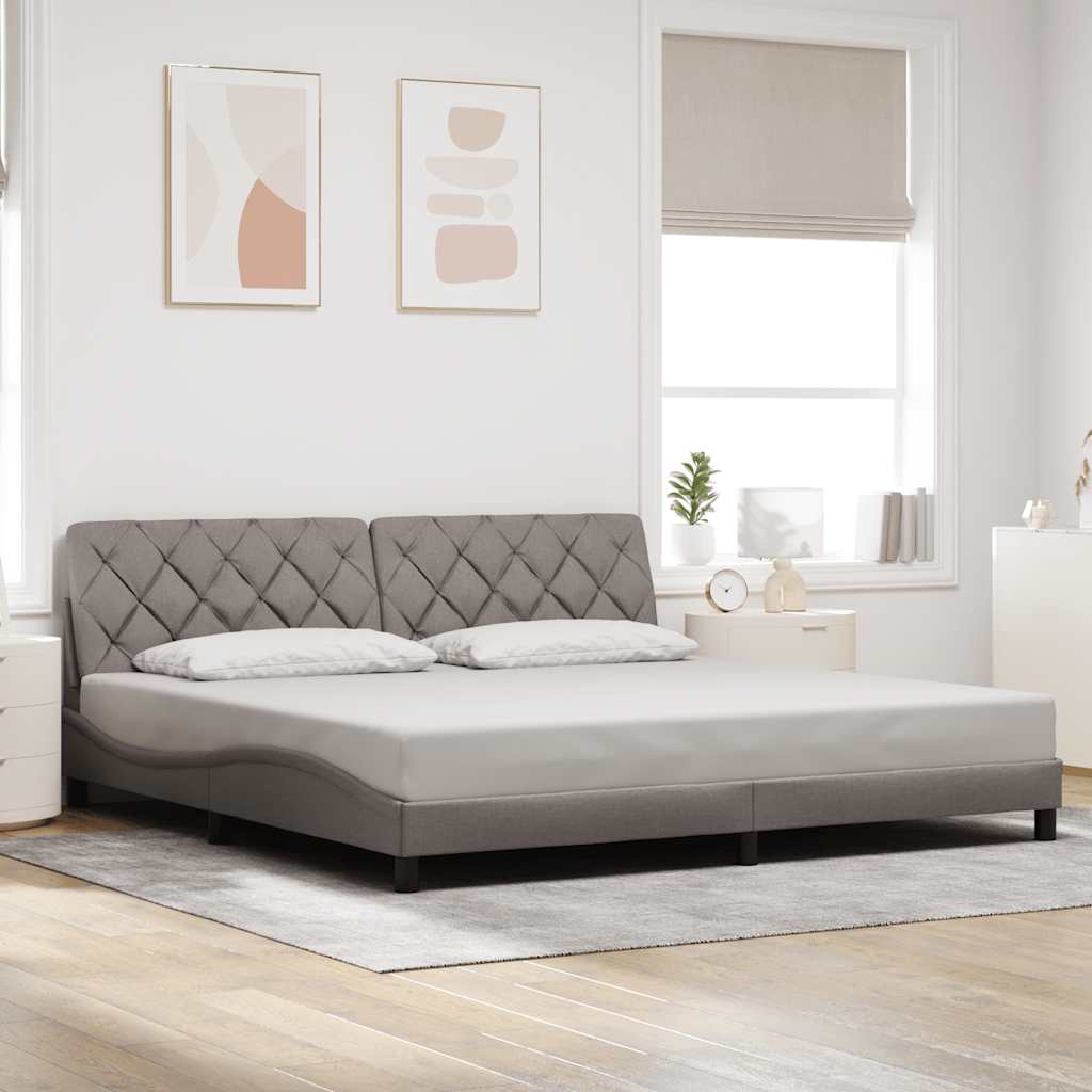 vidaXL Rama łóżka bez materaca, taupe, 200x200 cm, obita tkaniną