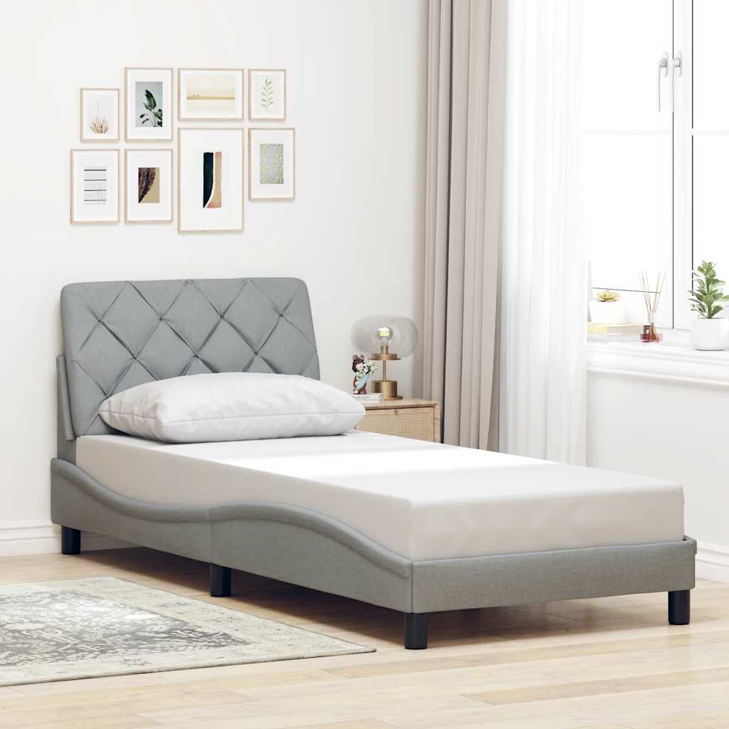 vidaXL Rama łóżka z LED bez materaca Jasnoszary 80x200 cm tkanina