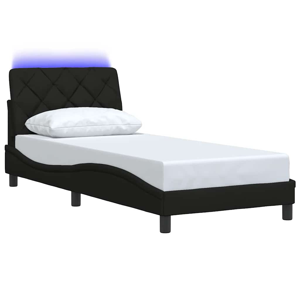 vidaXL Rama łóżka z LED bez materaca Czarna 80x200 cm tkanina