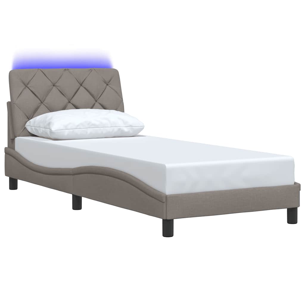 vidaXL Rama łóżka z LED bez materaca Taupe 80x200 cm Tkanina