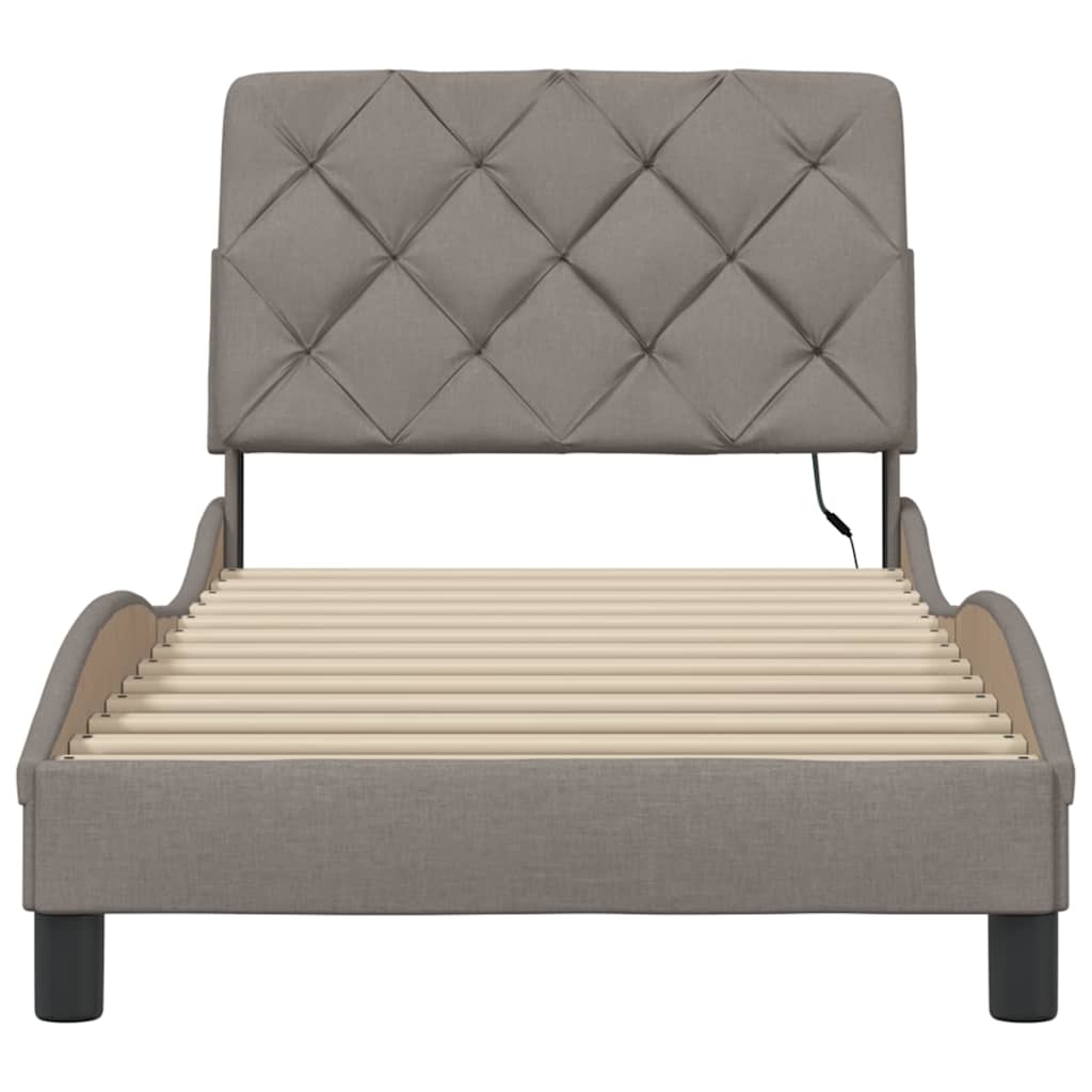 vidaXL Rama łóżka z LED bez materaca Taupe 80x200 cm Tkanina
