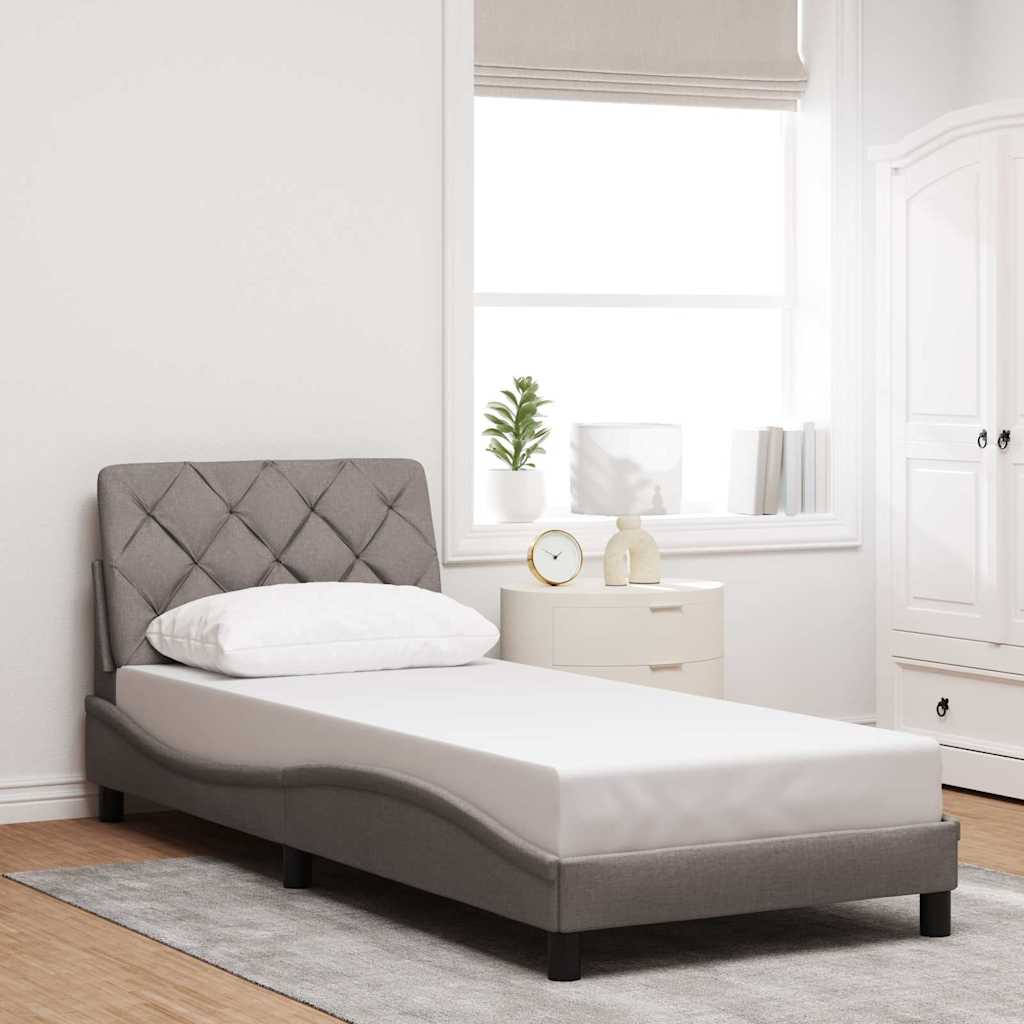 vidaXL Rama łóżka z LED bez materaca Taupe 90x190 cm Tkanina