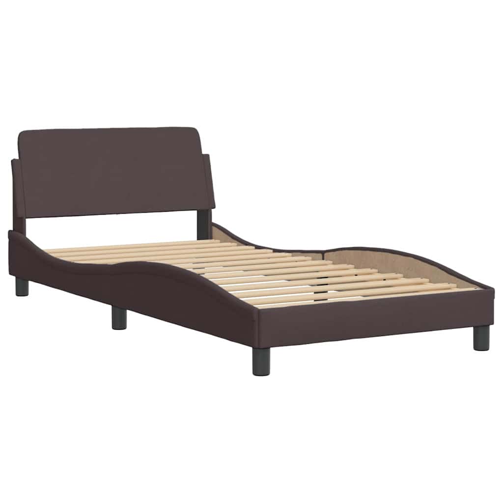 vidaXL Rama łóżka z LED bez materaca Ciemny brąz 100x200 cm Tkanina