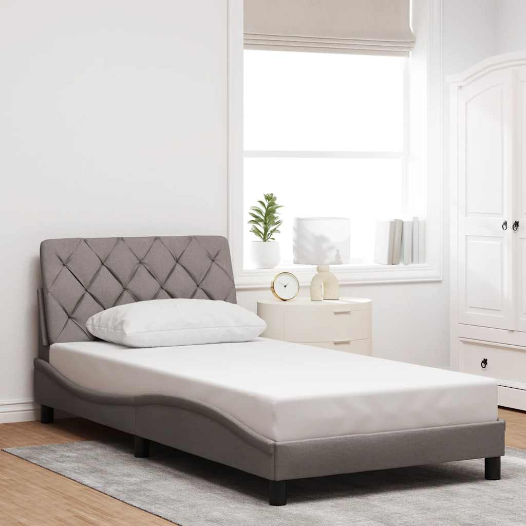 vidaXL Rama łóżka z LED bez materaca Taupe 100x200 cm Tkanina