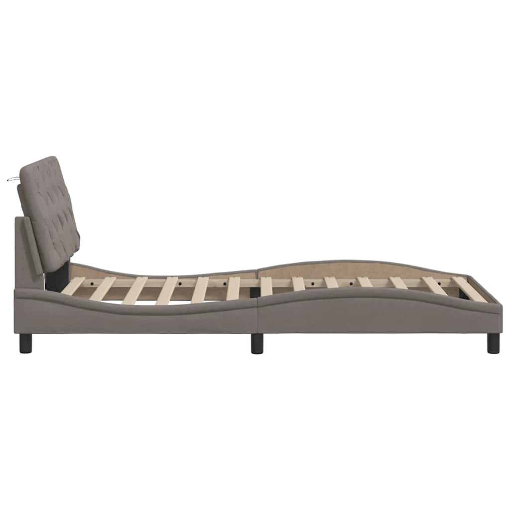 vidaXL Rama łóżka z LED bez materaca Taupe 100x200 cm Tkanina