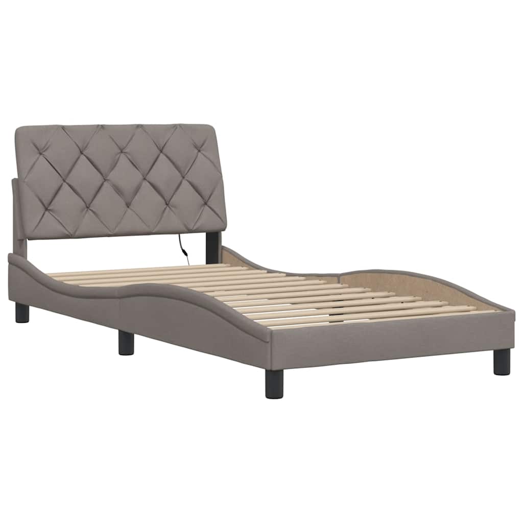vidaXL Rama łóżka z LED bez materaca Taupe 100x200 cm Tkanina