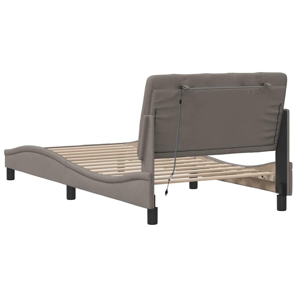 vidaXL Rama łóżka z LED bez materaca Taupe 100x200 cm Tkanina