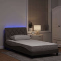 vidaXL Rama łóżka z LED bez materaca Taupe 100x200 cm Tkanina