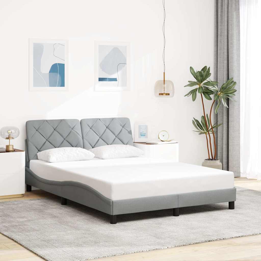 vidaXL Rama łóżka z LED bez materaca Jasnoszary 120x200 cm Tkanina