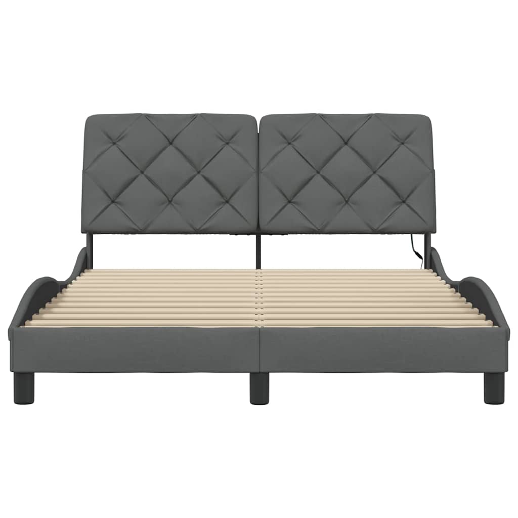 vidaXL Rama łóżka z LED bez materaca Ciemnoszara 120x200 cm Tkanina