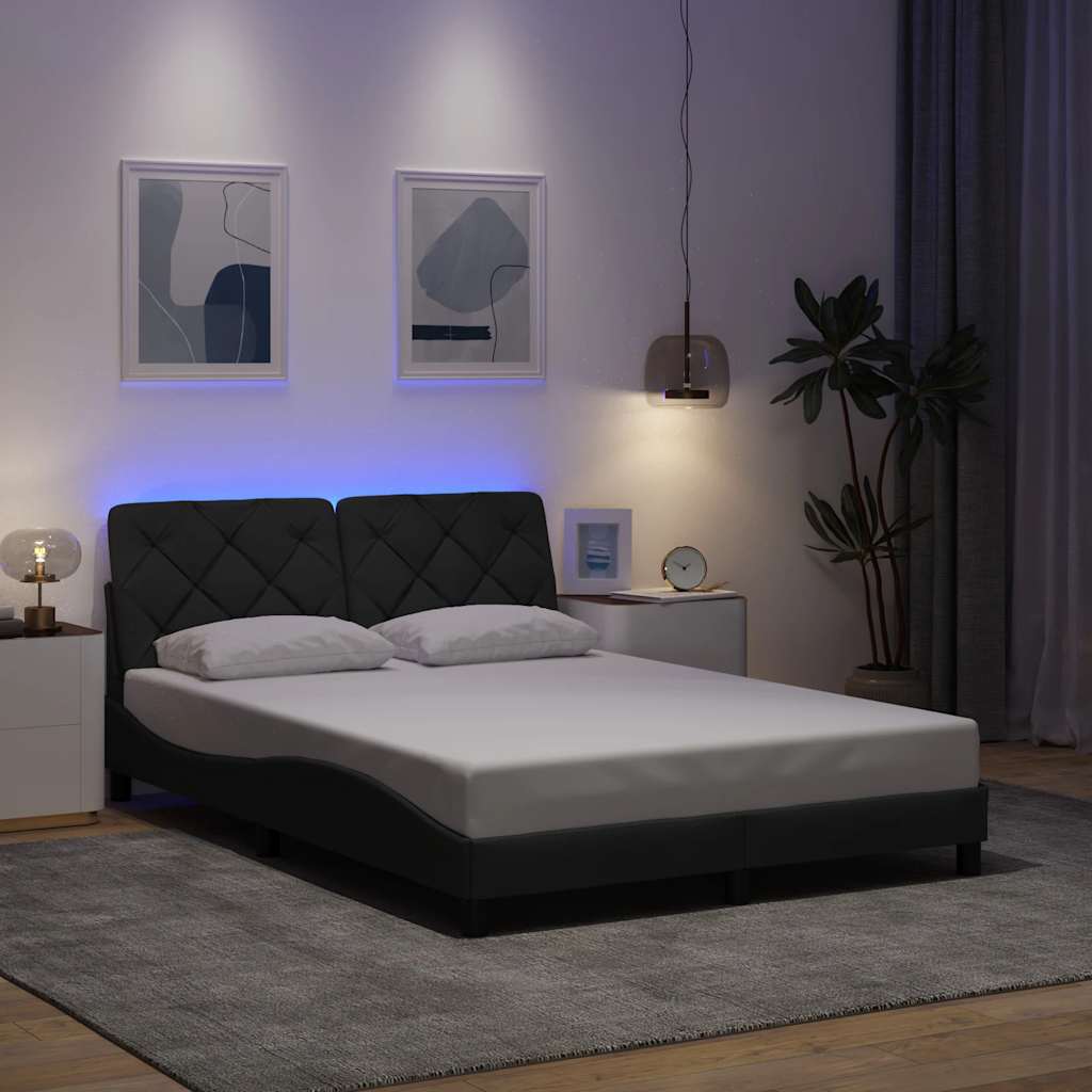 vidaXL Rama łóżka z LED bez materaca Ciemnoszara 120x200 cm Tkanina